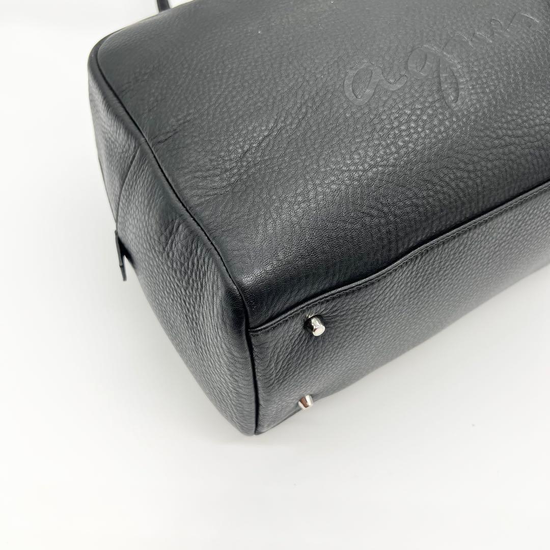 未使用級✨アニエスベー　ボストンバッグ　牛革　ブラック　南京錠　A4可　肩掛け可