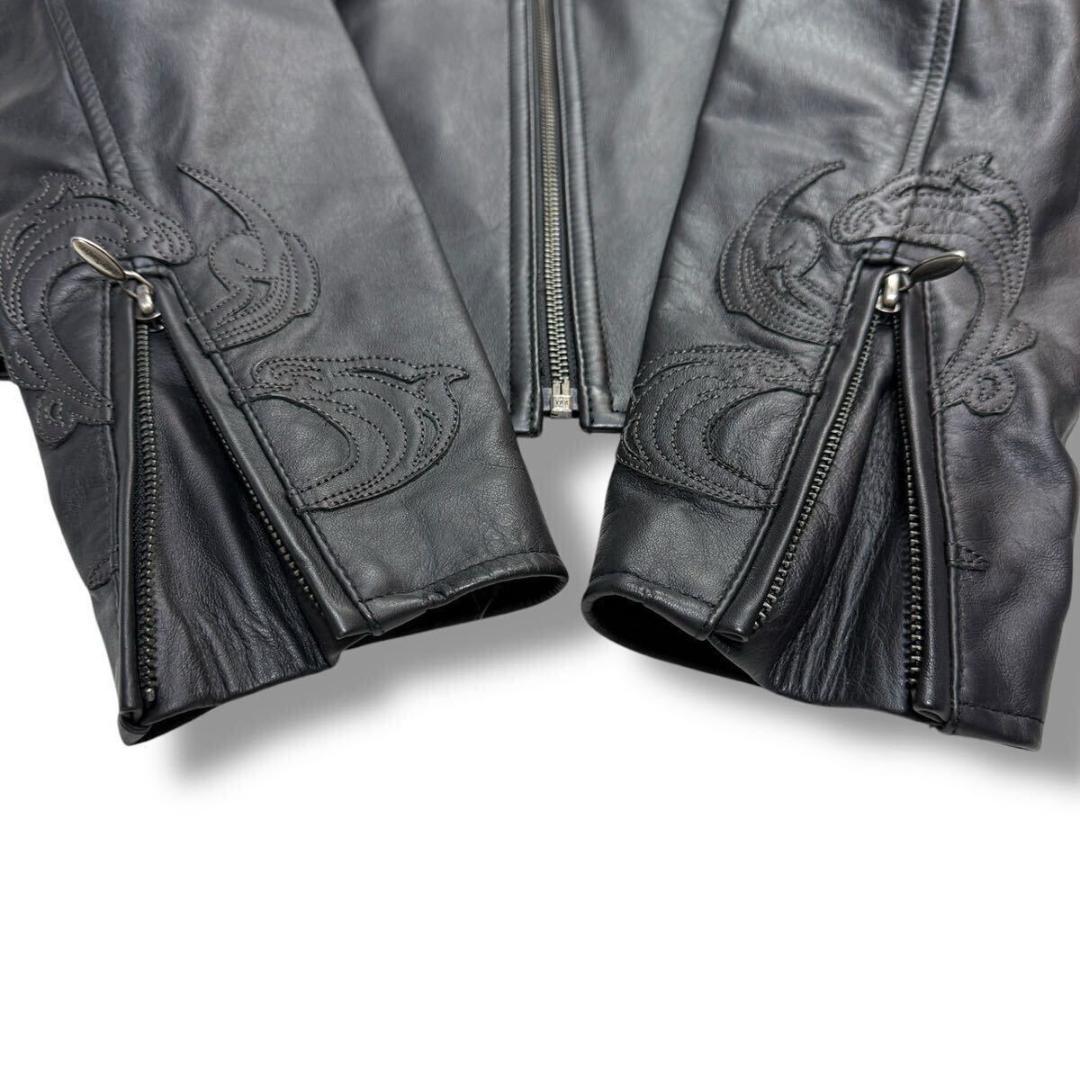 945【極美品】HARLEY DAVIDSON ライダースジャケット刺繍 黒