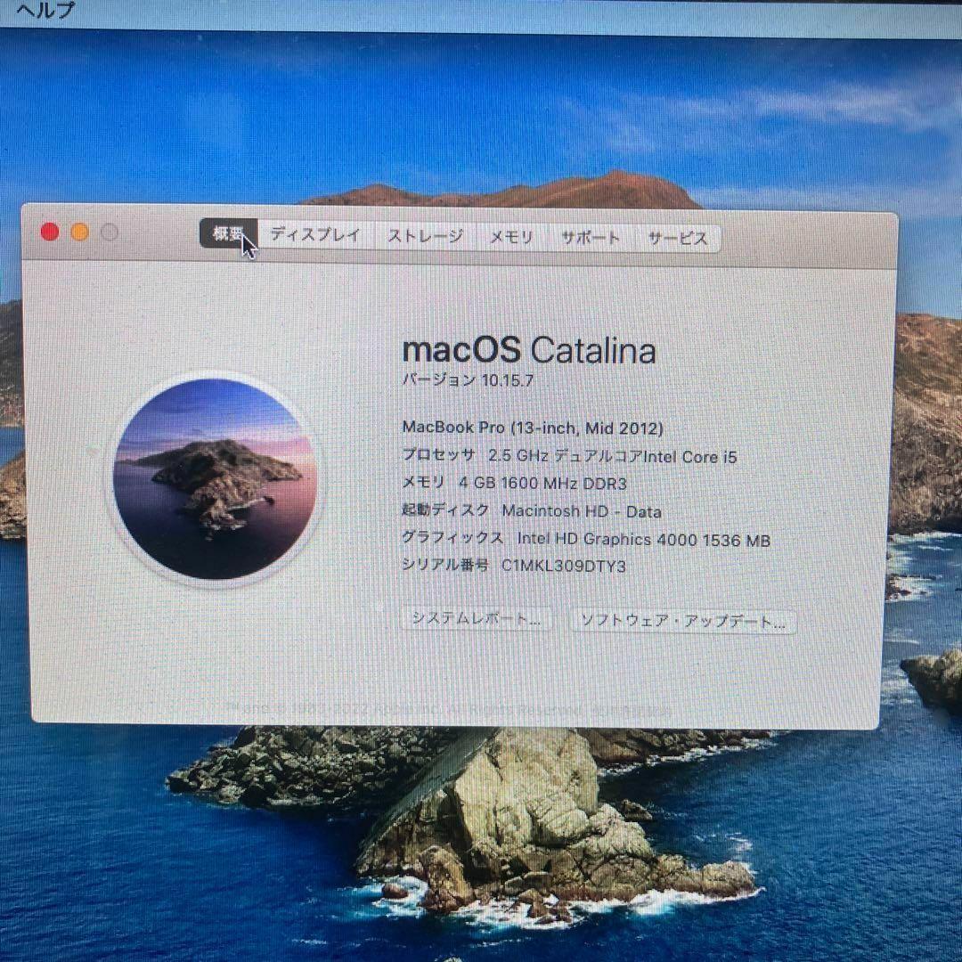 MacBook Pro Mid2012 4GB/500GB 初期化済 12インチ