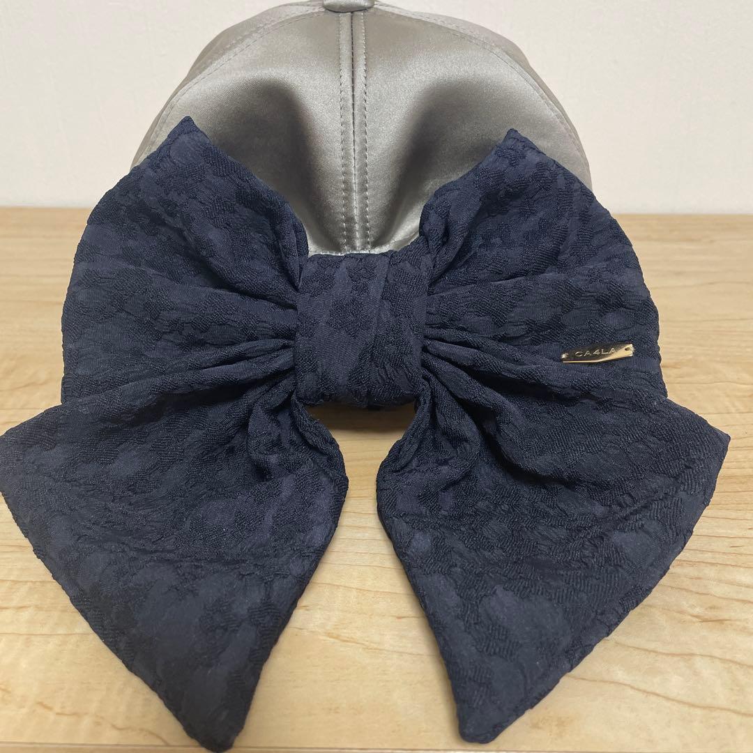 CA4LA カシラ HILDA 3 サテン レースバックリボンキャップ　グレー