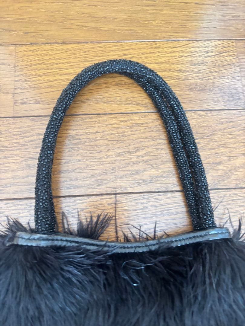 【GUCCI】グッチ ヴィンテージ ミニバッグ ファーバッグ フェザー ブラック