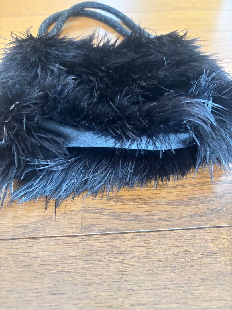 【GUCCI】グッチ ヴィンテージ ミニバッグ ファーバッグ フェザー ブラック