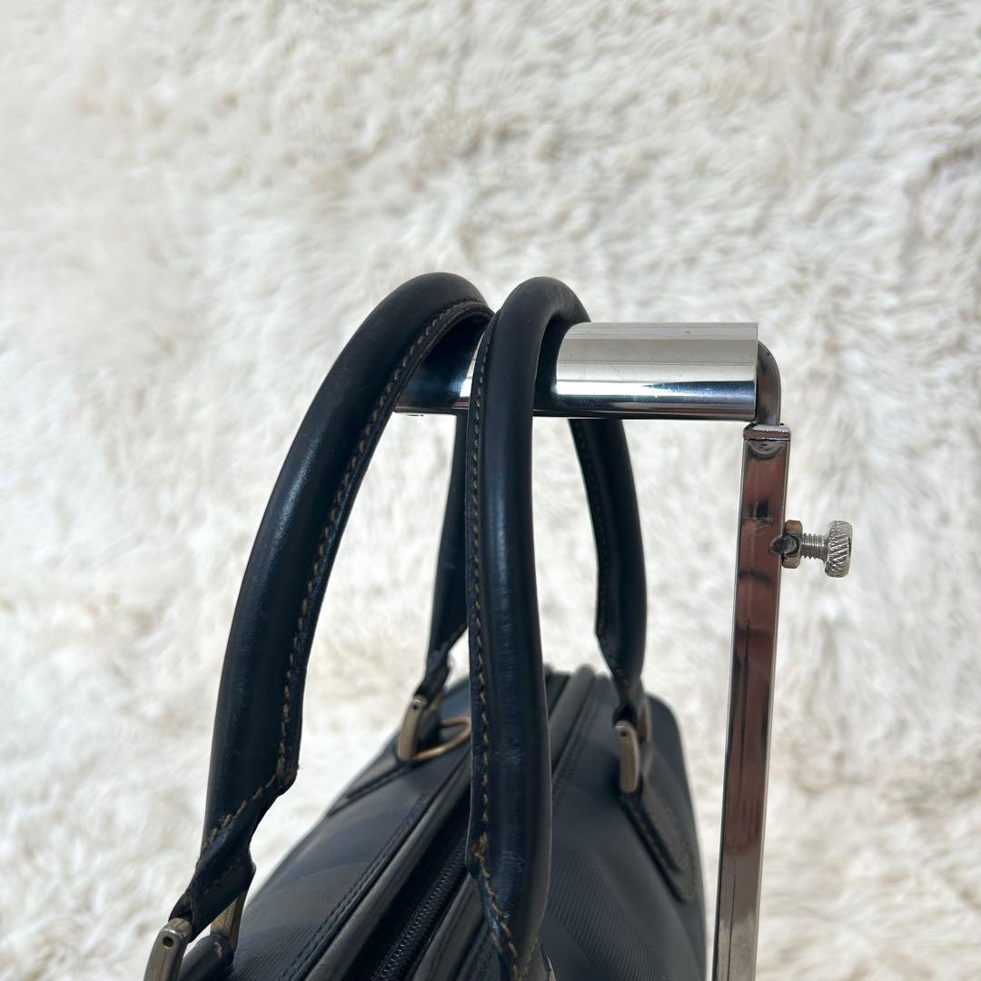 FENDI ペカン柄 ミニボストン PVC ネイビー　ストライプ　金具