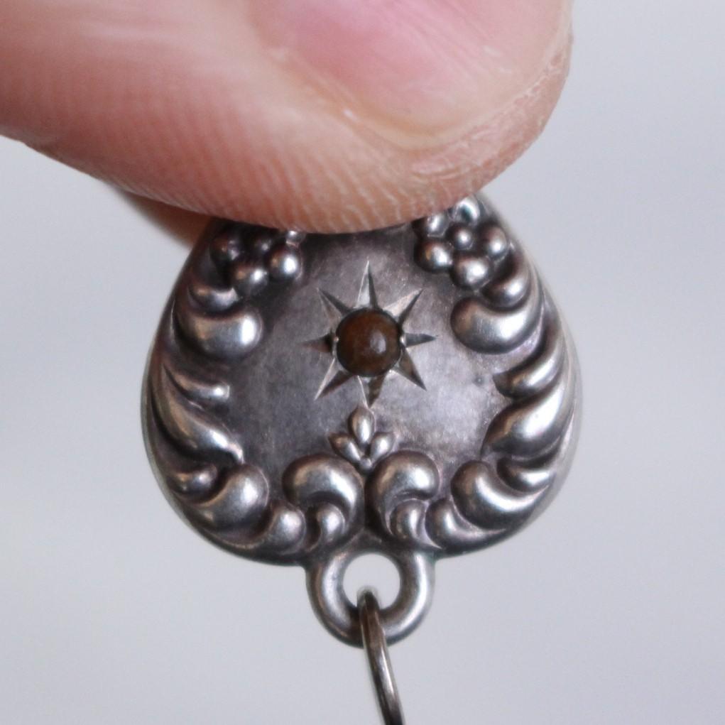 40s　スウィートハートジュエリー　WW2　シルバー　　勿忘草　波 　赤　石