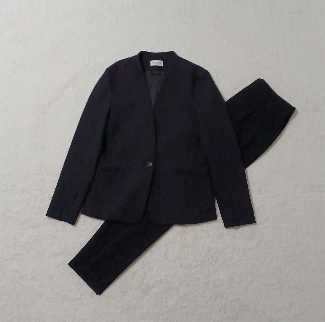 洗える！PLST プラステ ノーカラージャケット パンツ セットアップ 黒 M