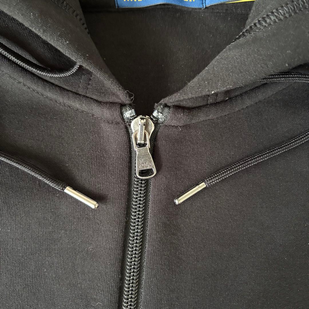 【美品✨】ポロラルフローレン　パーカー　フード　ジップ　ポニー刺繍　黒　ブラック