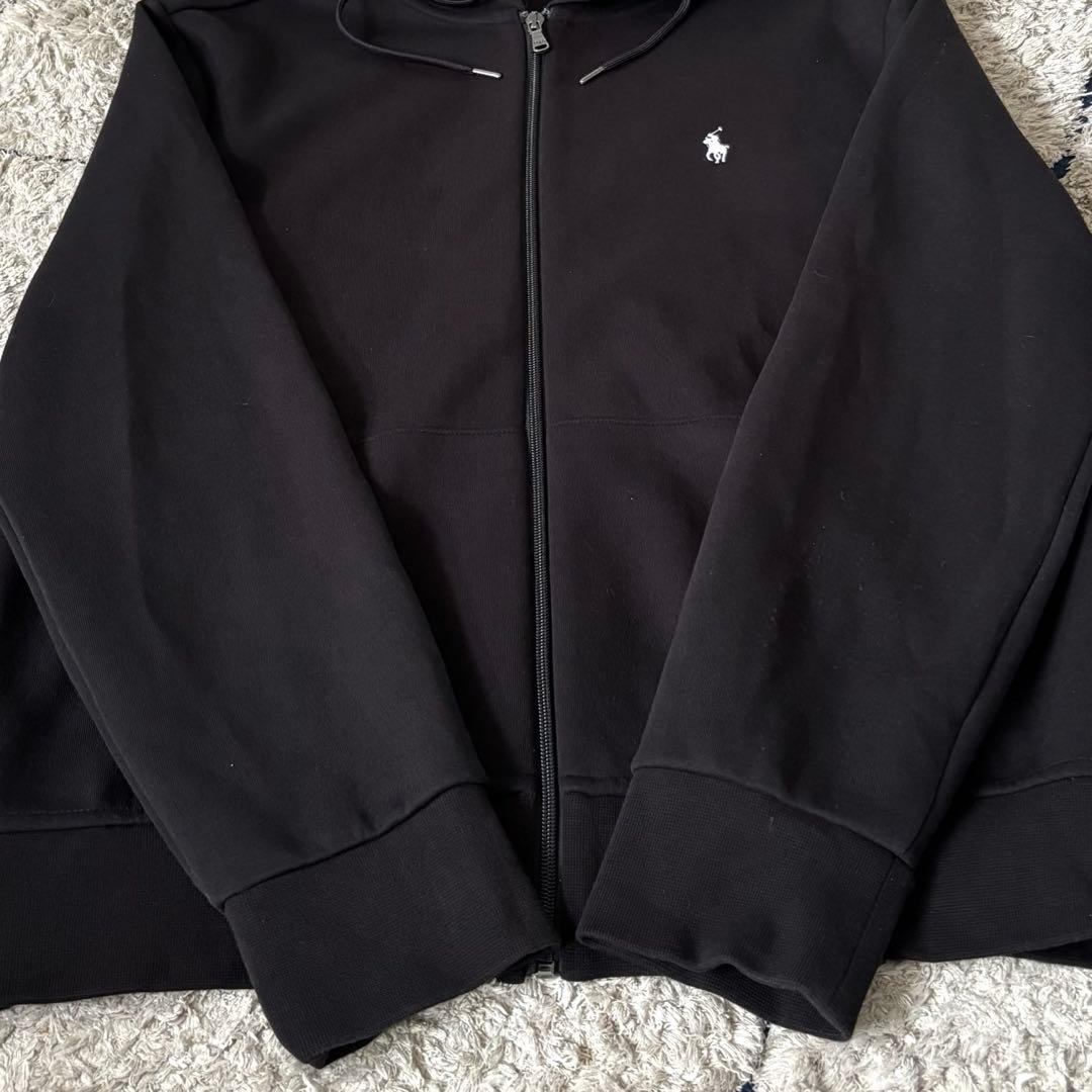 【美品✨】ポロラルフローレン　パーカー　フード　ジップ　ポニー刺繍　黒　ブラック