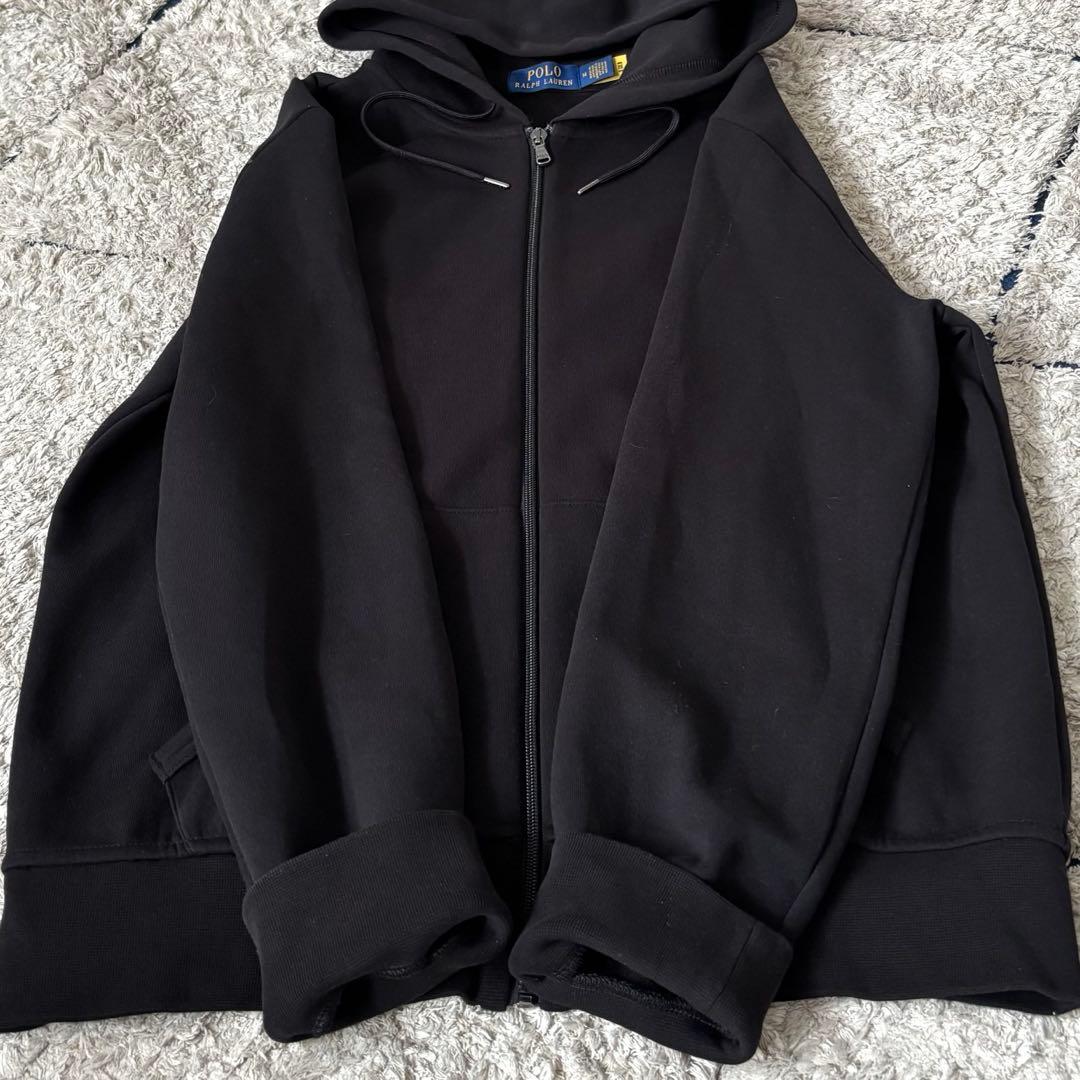 【美品✨】ポロラルフローレン　パーカー　フード　ジップ　ポニー刺繍　黒　ブラック