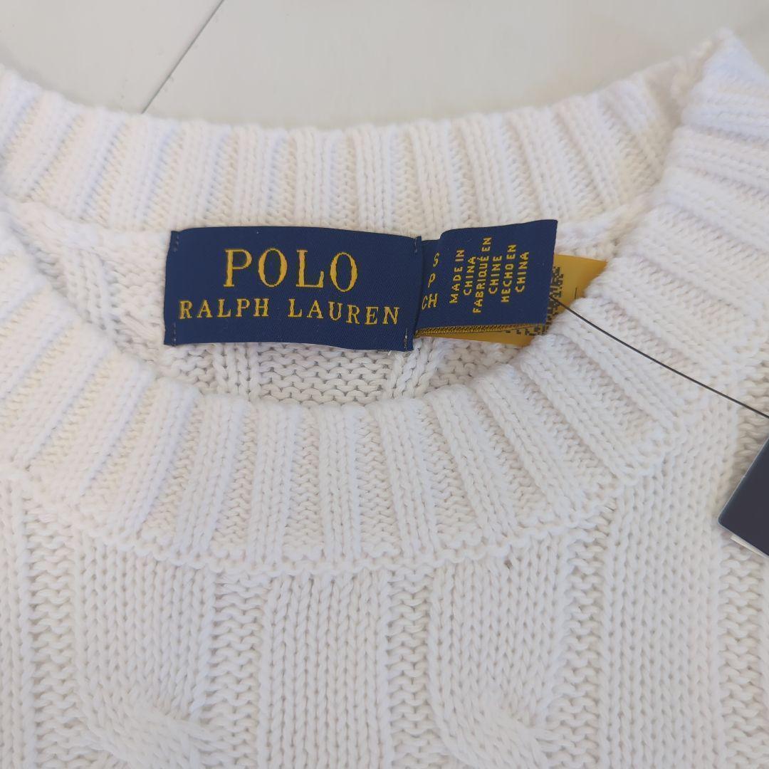 Polo Ralph Lauren ケーブルニットセーター　半袖 S ホワイト