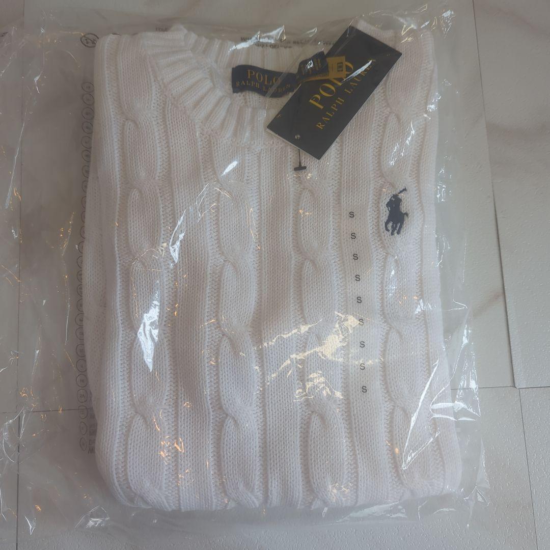 Polo Ralph Lauren ケーブルニットセーター　半袖 S ホワイト
