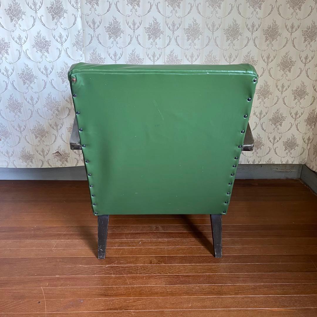 【アンティーク】昭和レトロ レザー アームチェア 一人掛けソファ 椅子 古家具