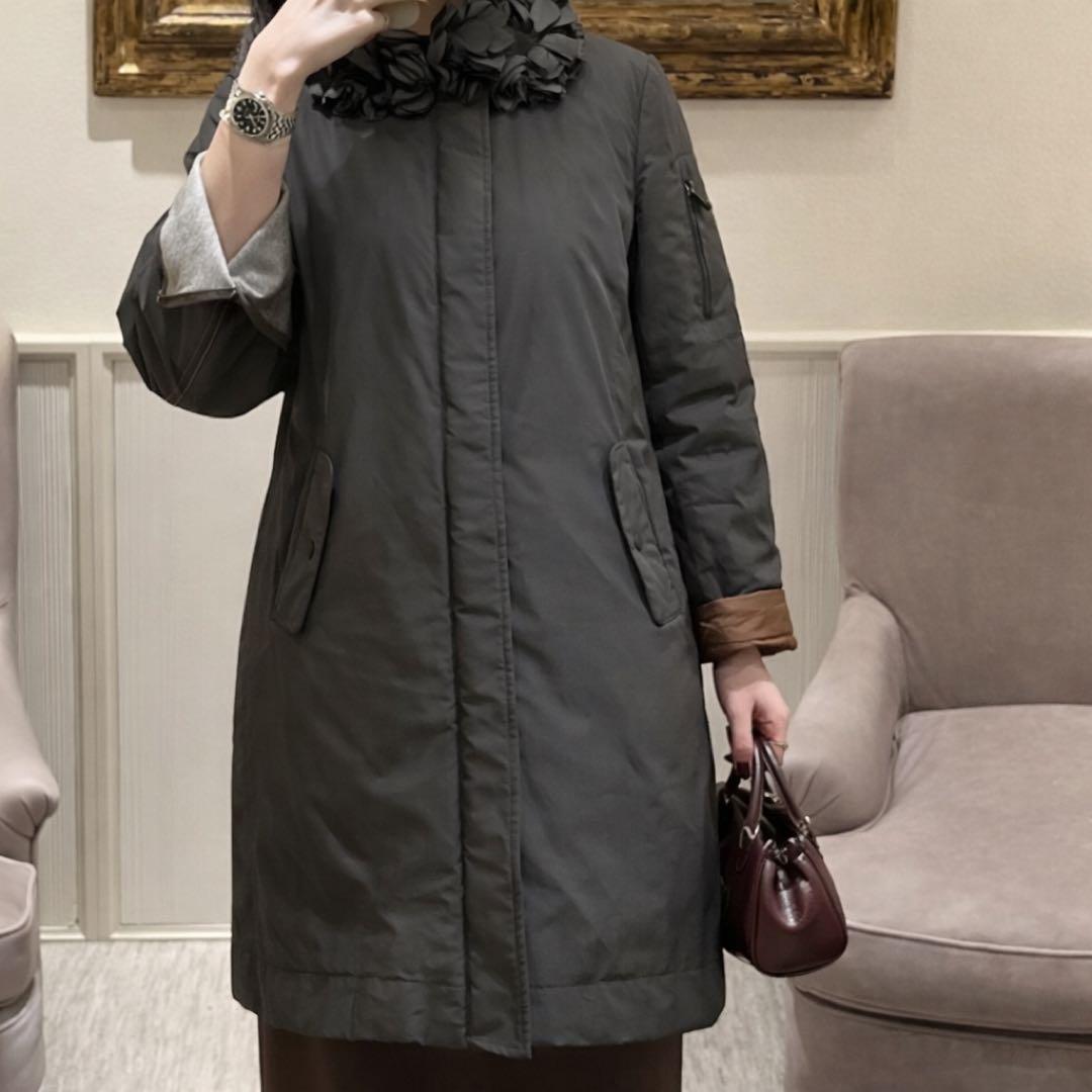 美品　ブルネロクチネリ 立体花　エレガント　リバーシブル ダウンコート