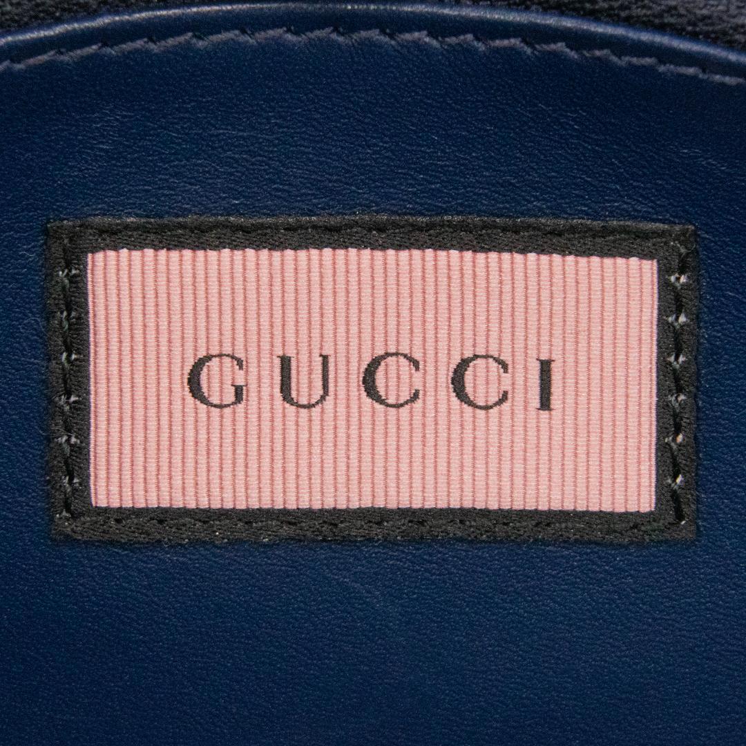 本物 グッチ 長財布 ファスナー メンズ ゴースト GG ネイビーブルー 赤 白