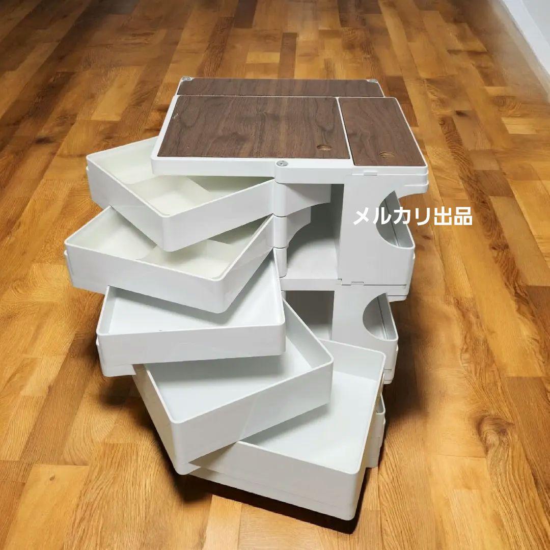 ボビーワゴン B-LINE 3段5トレイ　白　インナートレー２点　天板3ピース