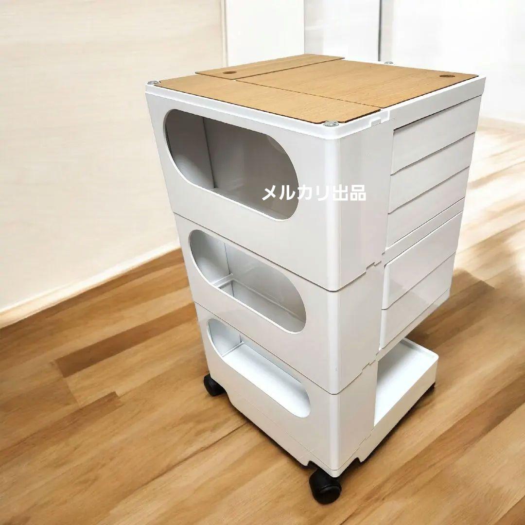 ボビーワゴン B-LINE 3段5トレイ　白　インナートレー２点　天板3ピース