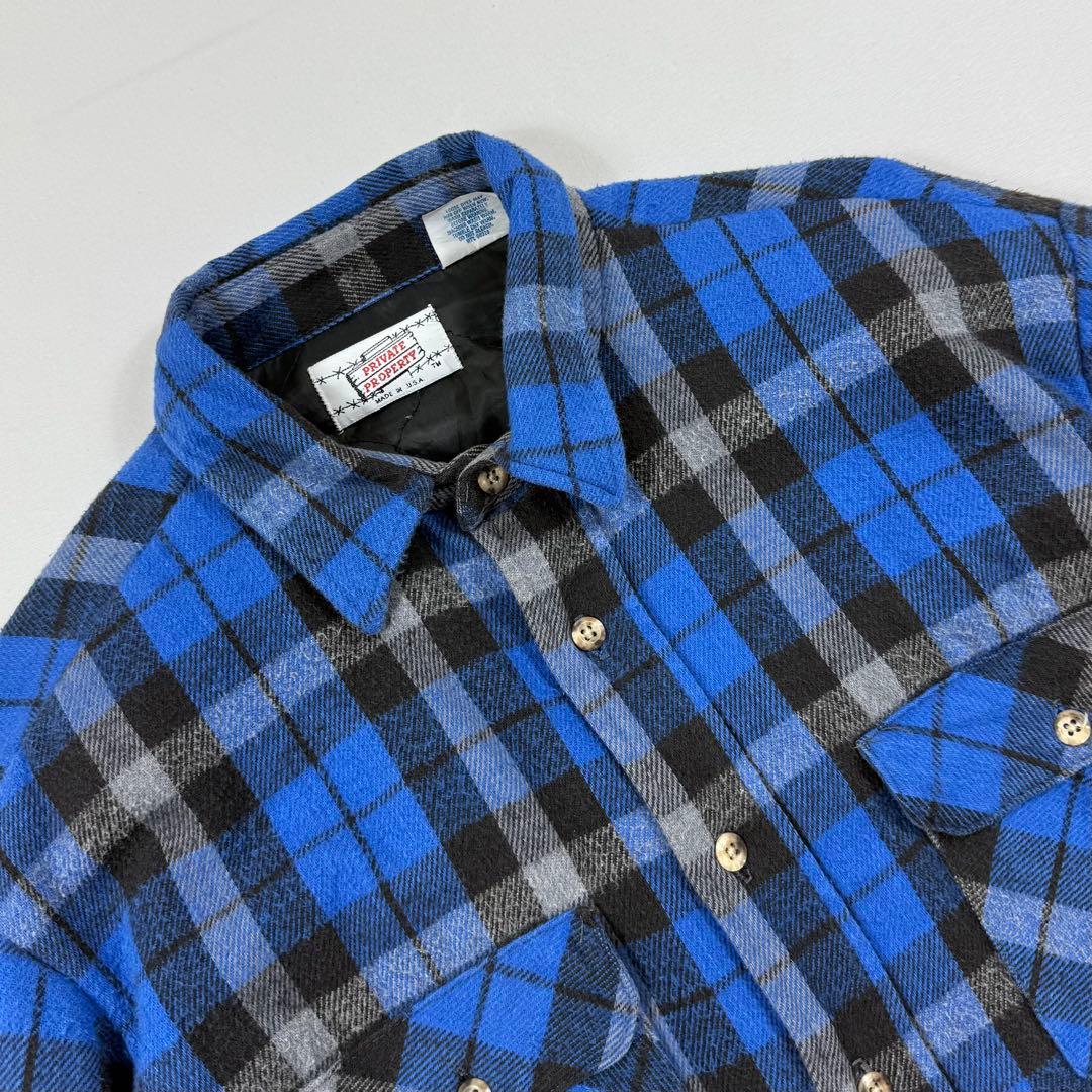 80's USA製PRIVATE PROPERTY キルティングネル ネルシャツ