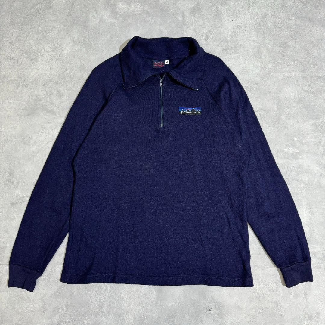 80s デカタグ Patagonia パタゴニア ネイビー　パイル DM848