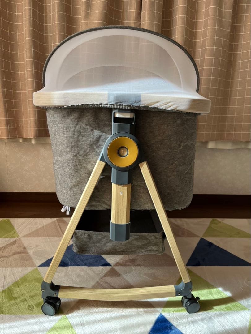 【美品】HZDMJ折りたたみベビーベッド　グレー