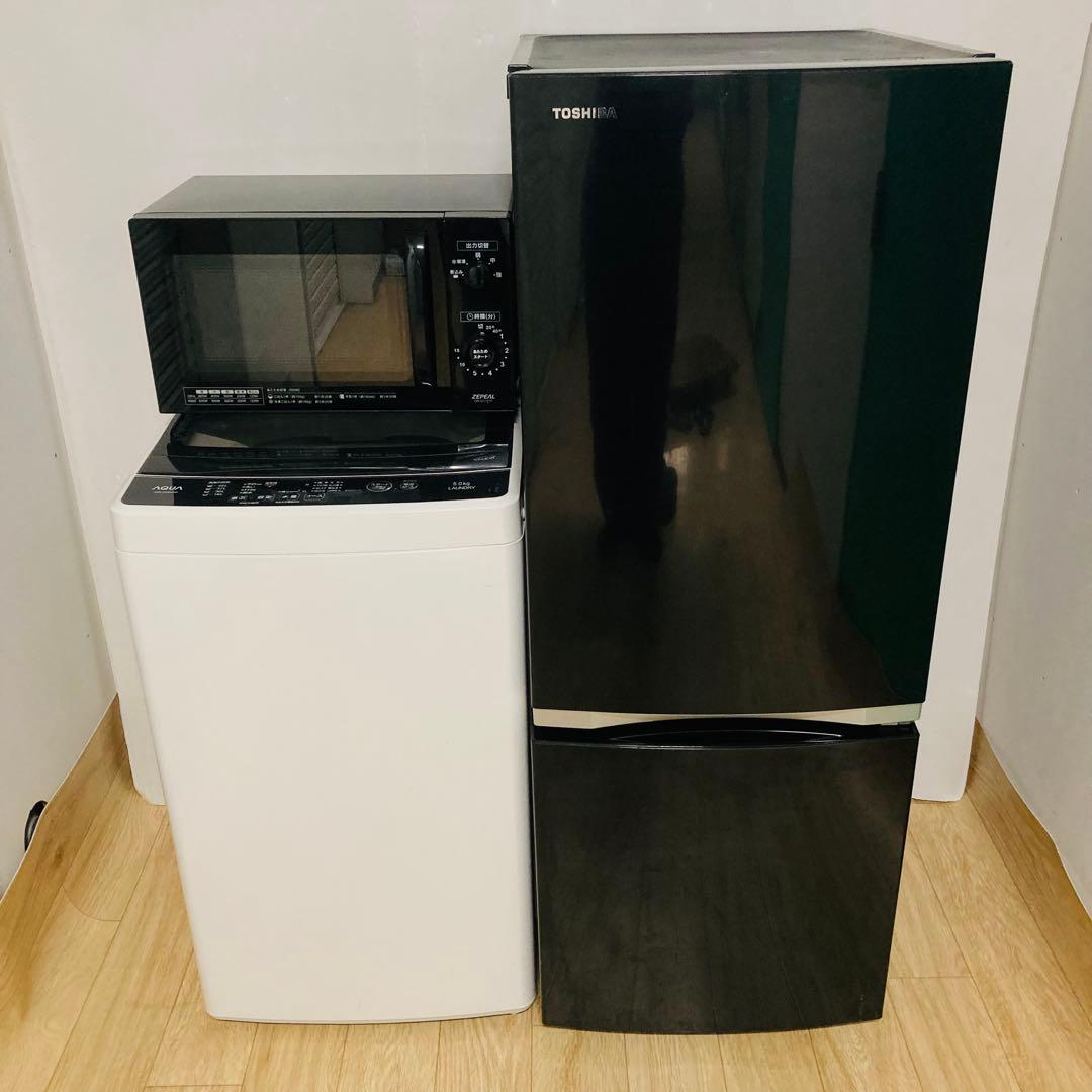 美品高品質ブラックでまとめた一人暮らし家電セット❗️大阪、大阪近郊配送無料