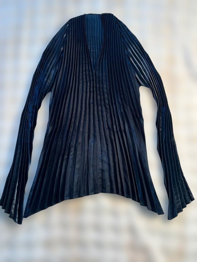 [希少] ISSEY MIYAKE プリーツ ジャケットダークブルー M