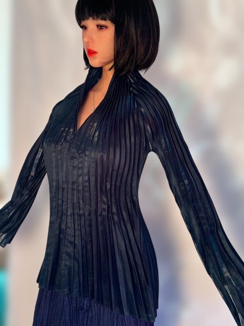 [希少] ISSEY MIYAKE プリーツ ジャケットダークブルー M