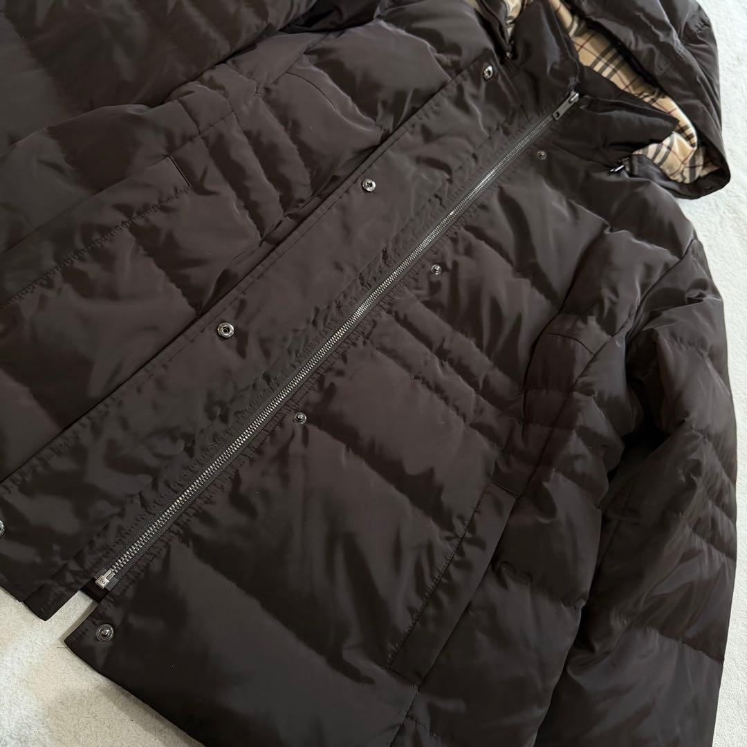 バーバリーロンドン　ダウンジャケット　ノバチェック　フード　3L　ブラウン