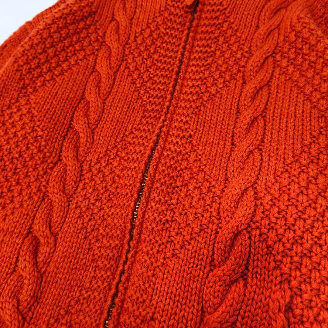 美品✨45R ウール100% 大きいサイズ ケーブル編みニットパーカー 5