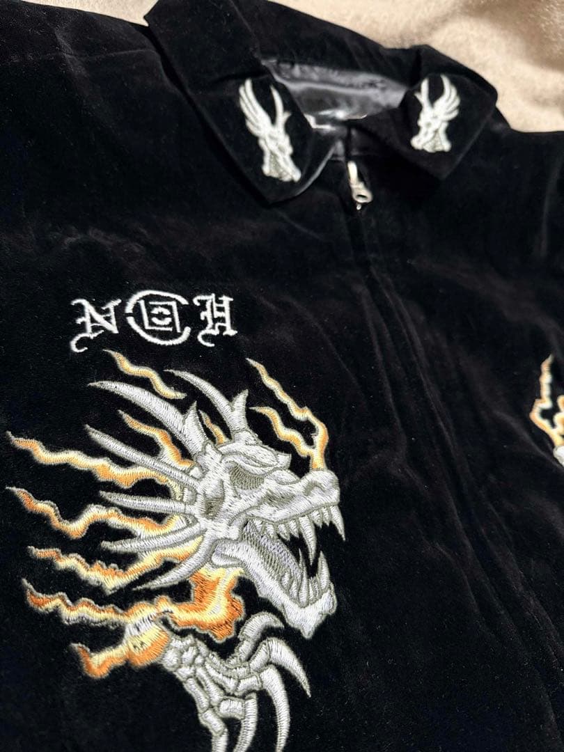 龍刺繍 未使用 黒 別珍 龍 スカジャン unisex 美品 vintage