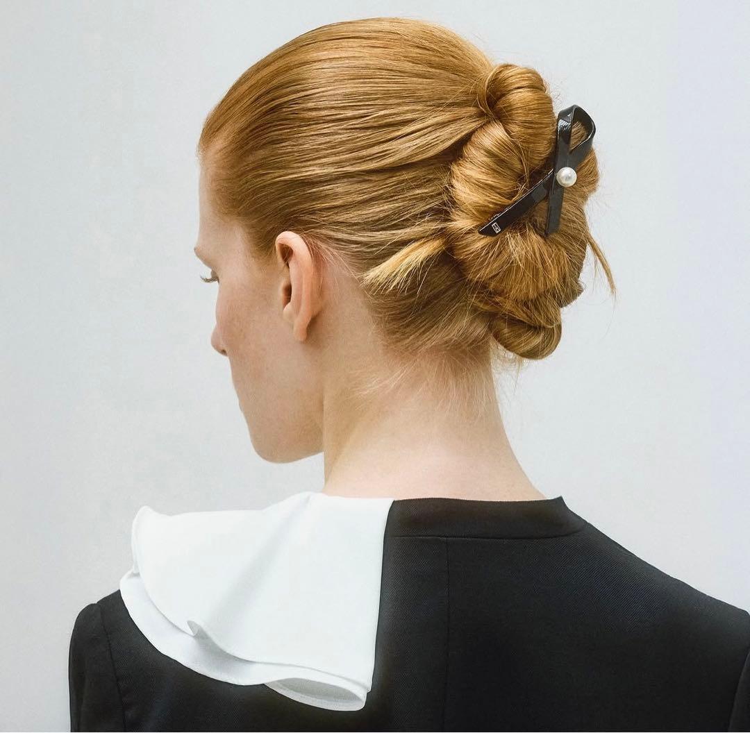 【アレクサンドルドゥパリ】パール/　リボン/ボールピン黒