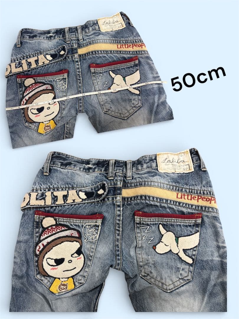 えぬ　ロリータジーンズ奈良美智 ワッペンデニムジーパン刺繍XS 希少