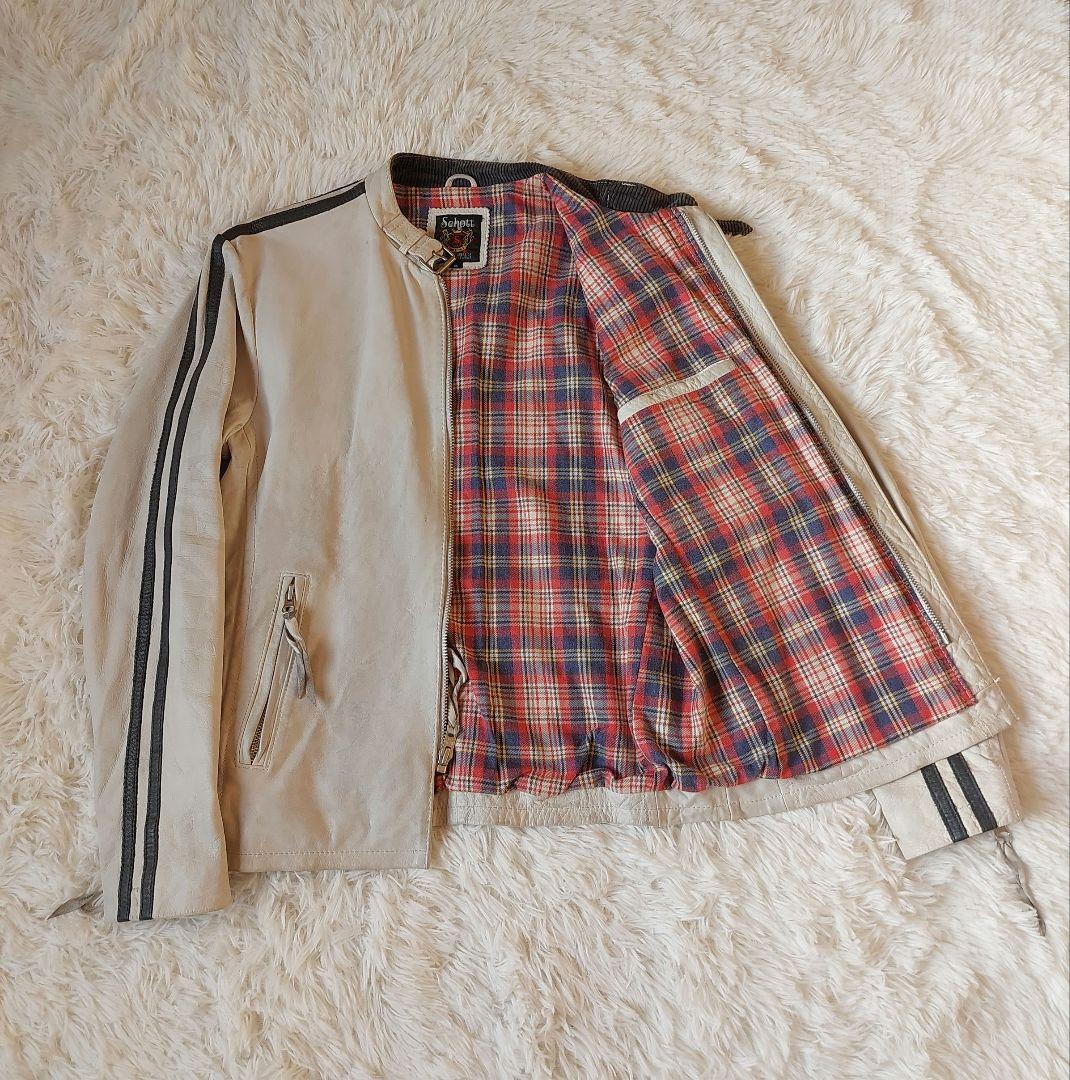 ジャケット・アウター Schott CLASSIC RACER Single Riders White