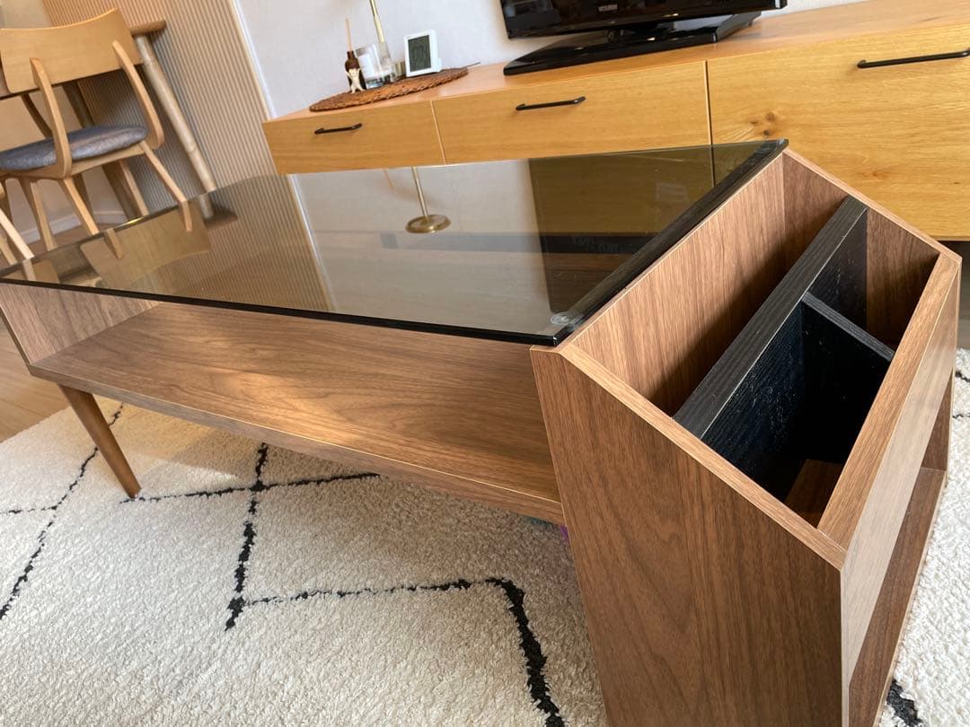 モダンセンターテーブル 収納ポケット付き