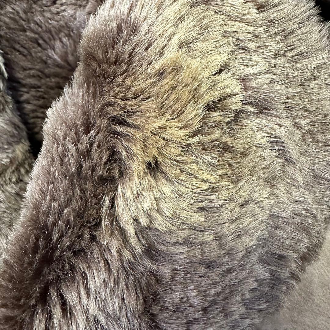 【本革☆ムートンコート】ユーロヴィンテージ☆ダブル☆ランチコート　2XL相当 茶