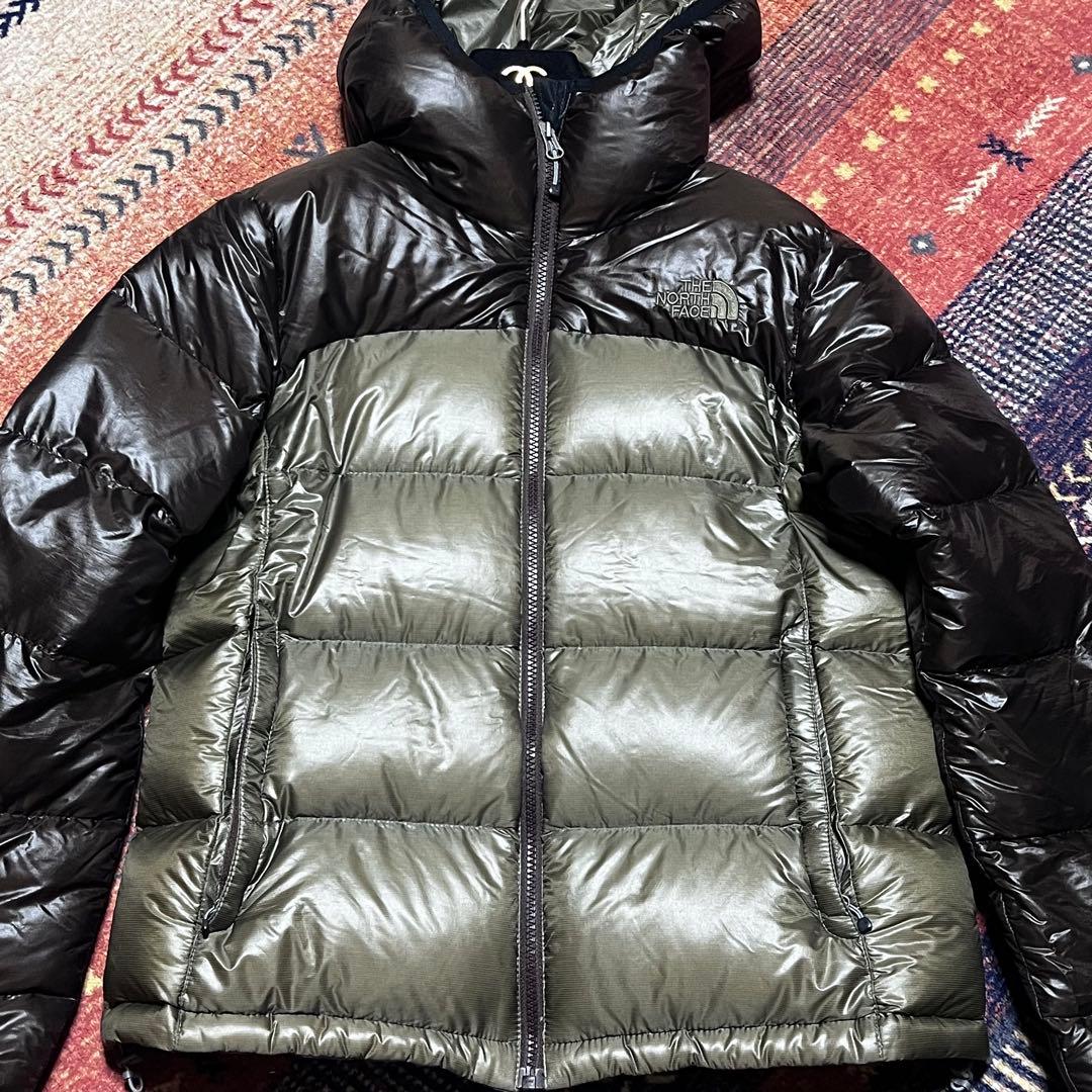 THE NORTH FACE フード付きダウンジャケット ブラウン×カーキ