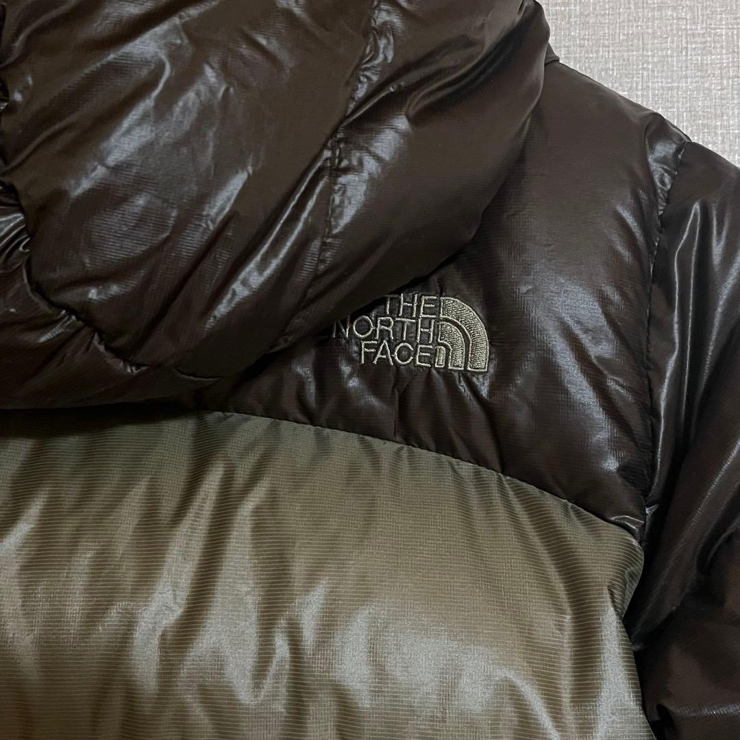 THE NORTH FACE フード付きダウンジャケット ブラウン×カーキ