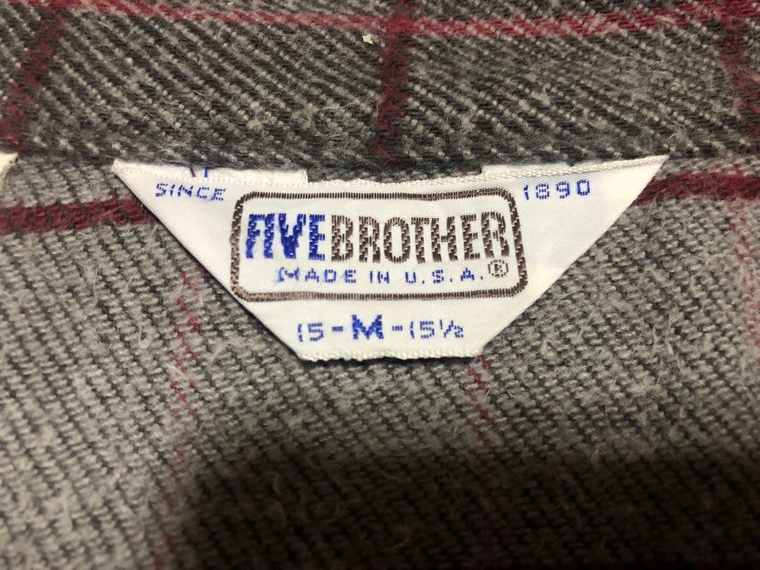 状態良好 グレピン 80’s USA製 FIVE BROTHERヘビーネルシャツ