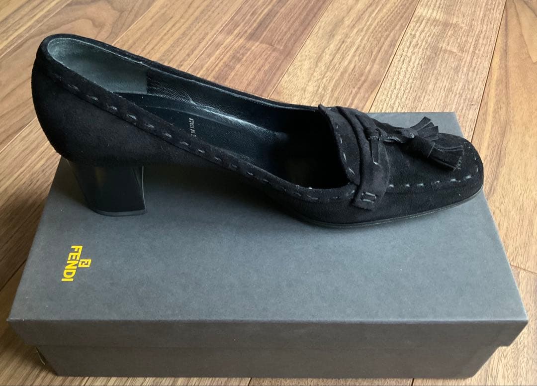 FENDI フェンディ/ スエード ヒール タッセルローファー