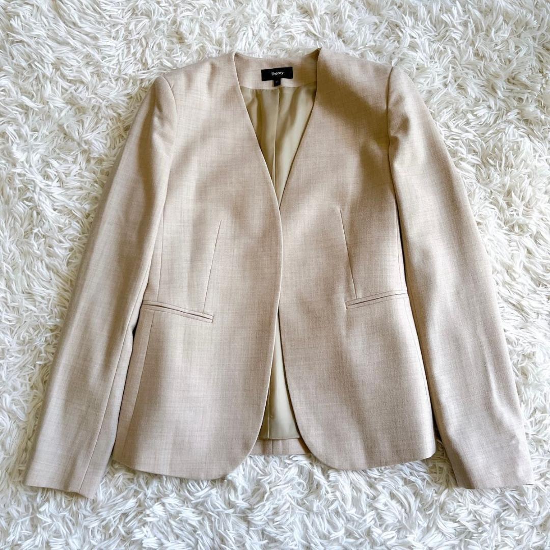 【セオリー】LIGHT SAXONY2 パンツスーツ ノーカラー パンツ