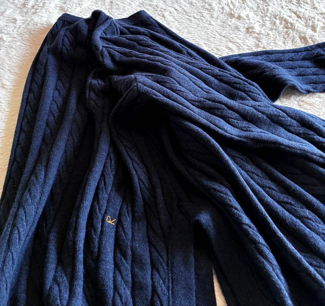 45R ケーブル編みニットサイドラウンドスリットゆったりレイヤード日本製used