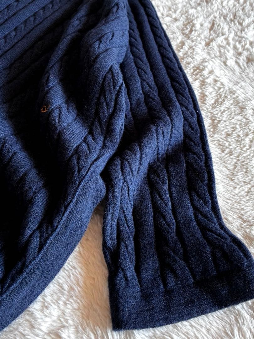 45R ケーブル編みニットサイドラウンドスリットゆったりレイヤード日本製used