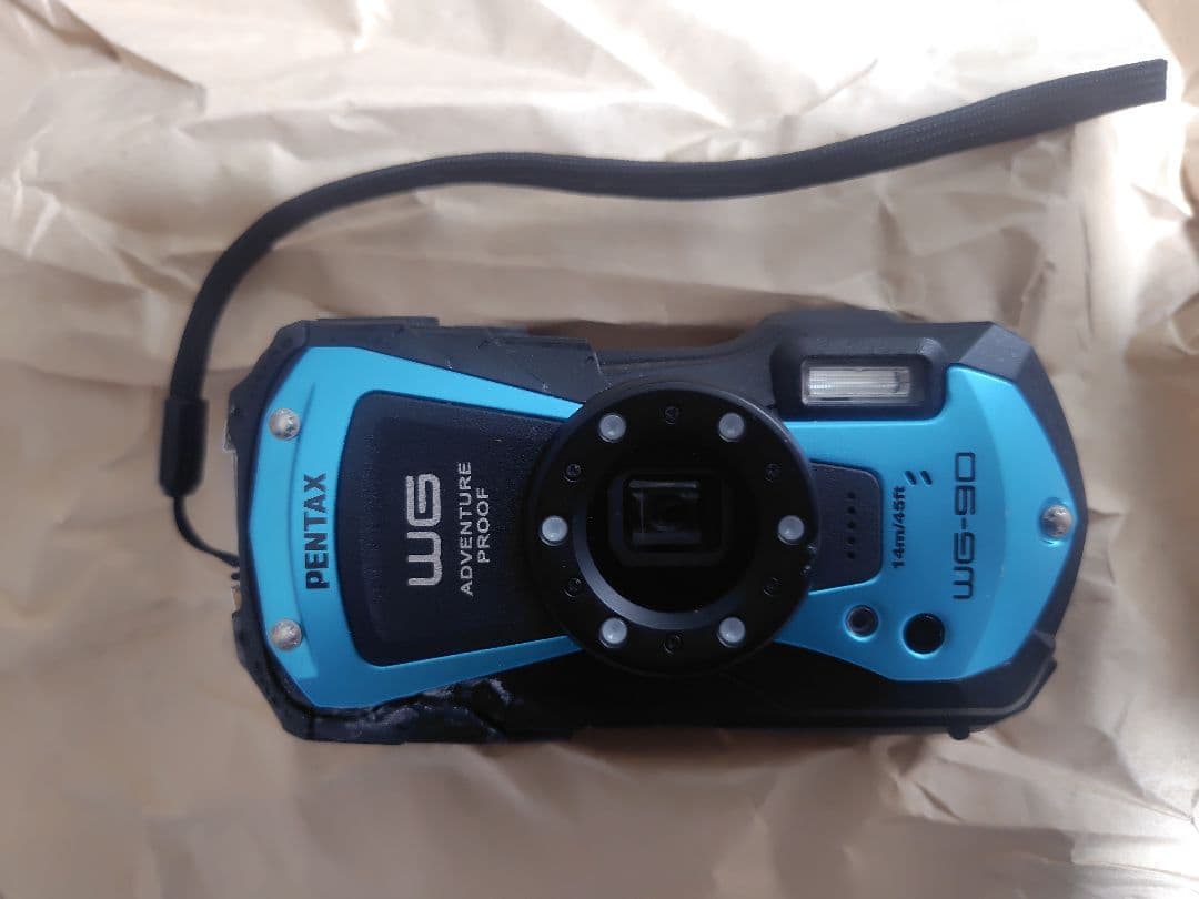 RICOH PENTAX WG-90 ブルー デジタルカメラ ジャンク品 ヒビ