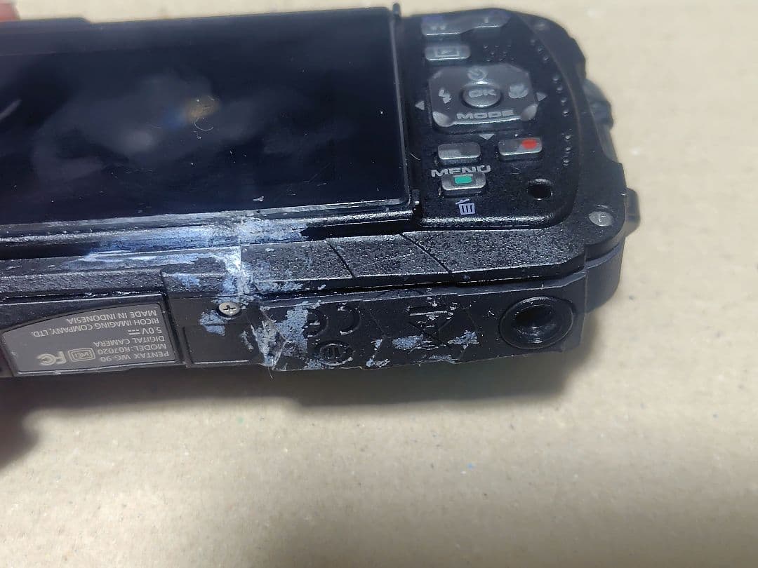 RICOH PENTAX WG-90 ブルー デジタルカメラ ジャンク品 ヒビ