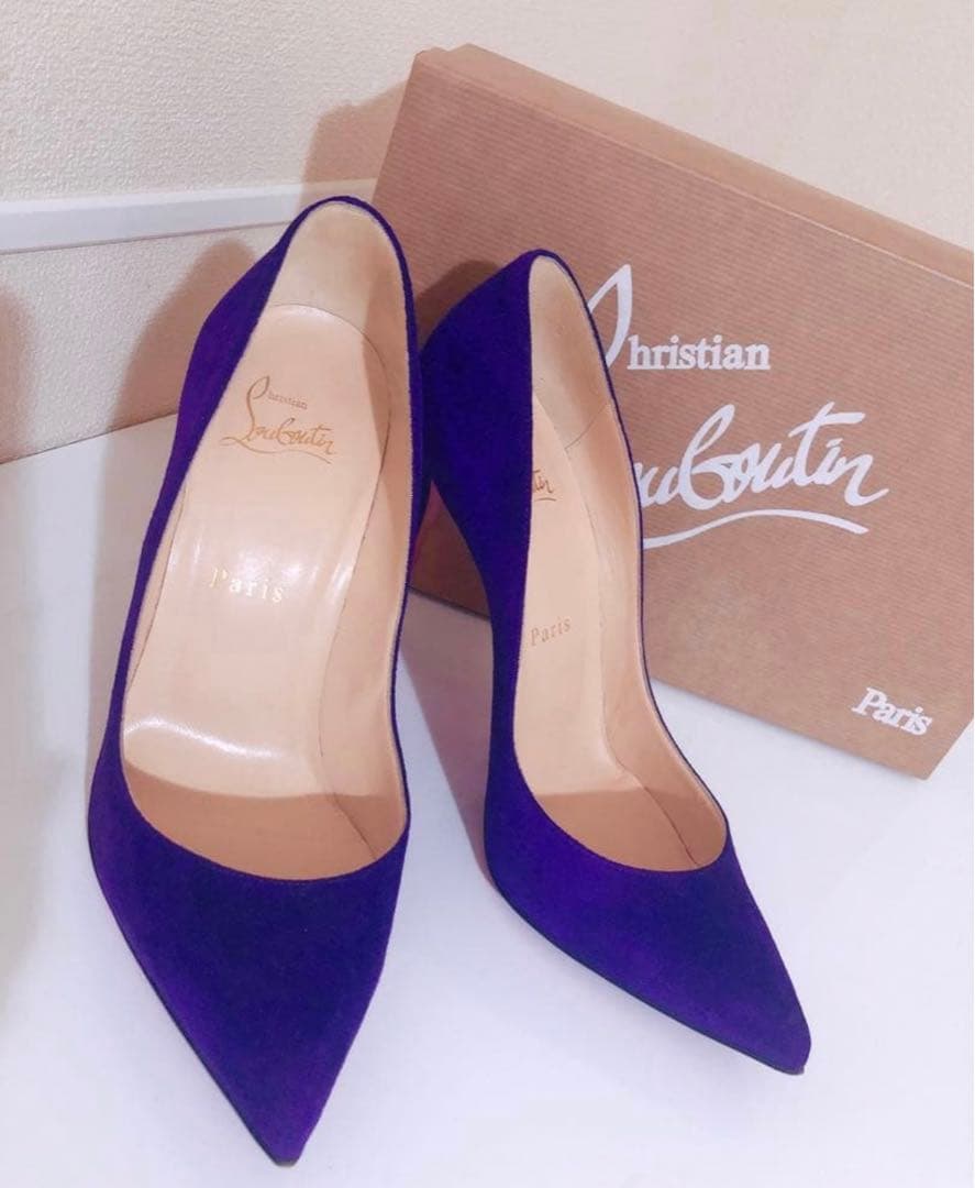 ★クリスチャンルブタン★スエードパンプス紫