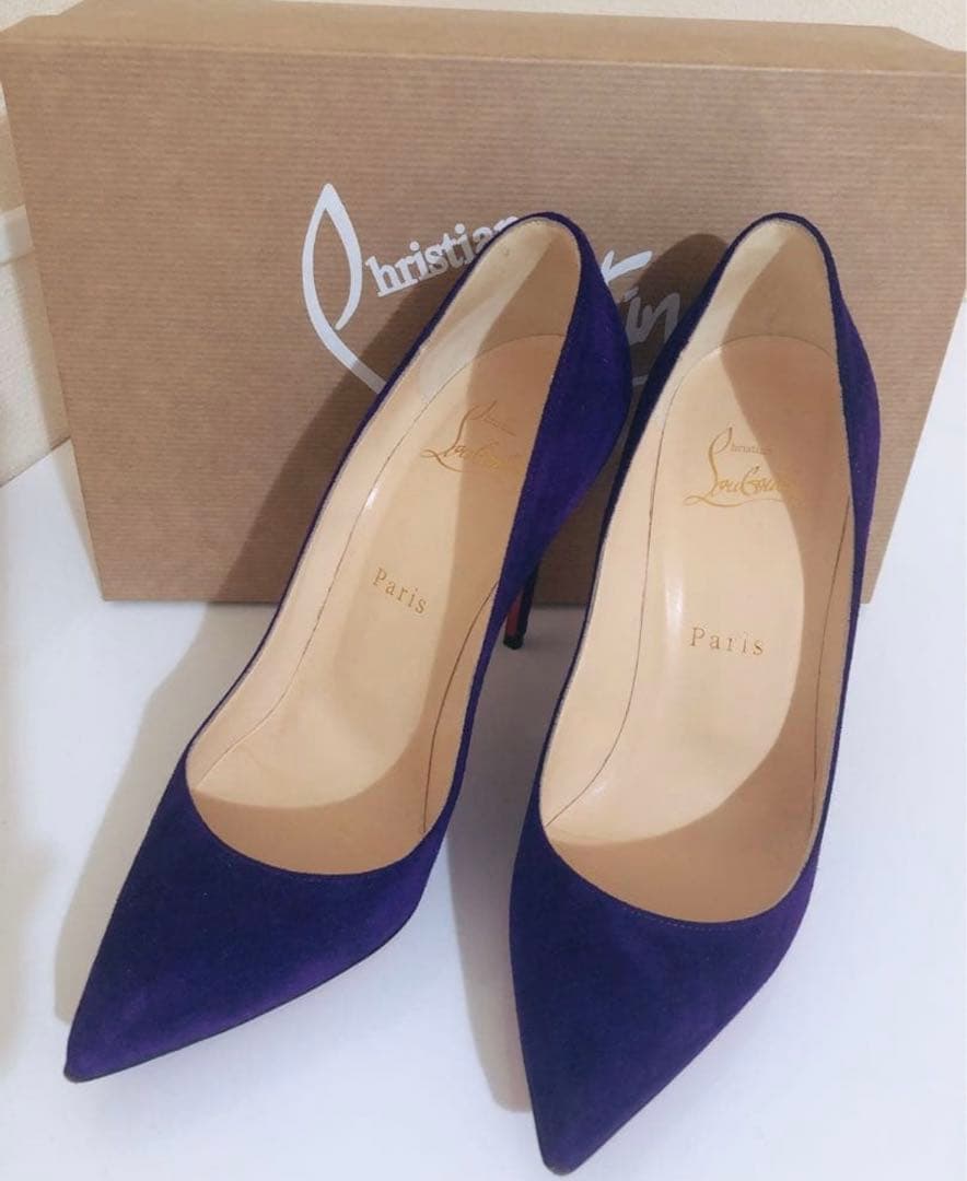 ★クリスチャンルブタン★スエードパンプス紫