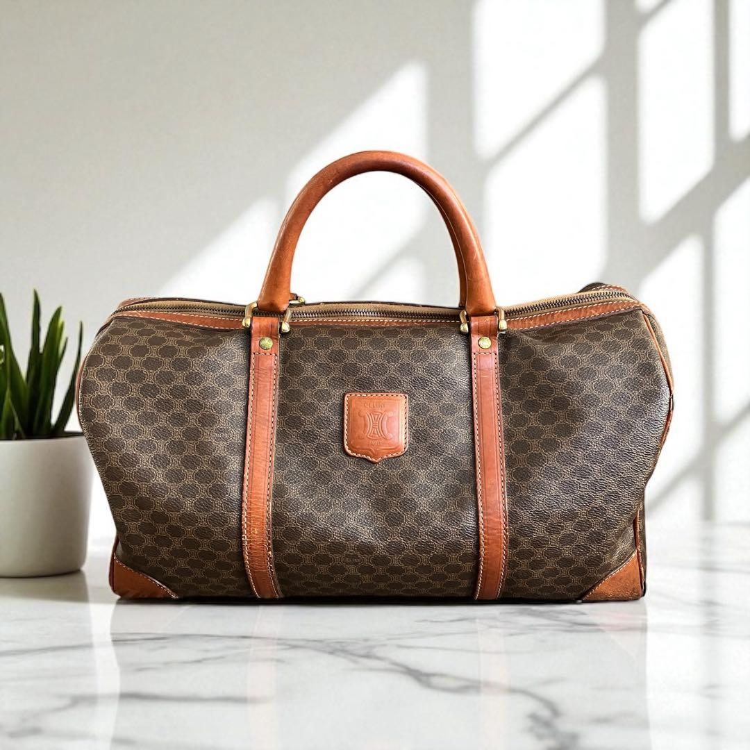 希少】CELINE セリーヌ マカダム柄 ボストンバッグ 大容量刻印あり