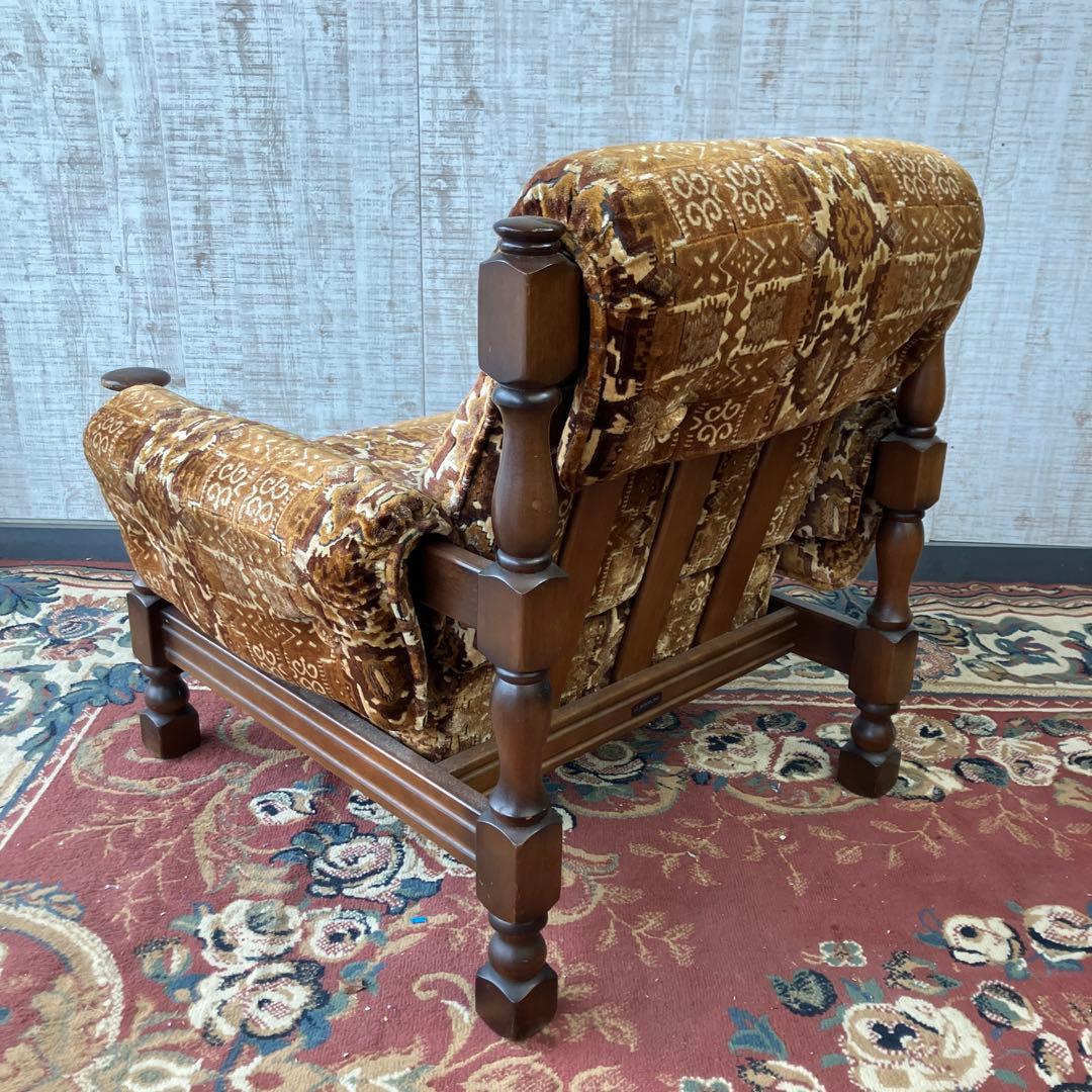 昭和レトロ マルニ 花柄ベロアチェア 一人掛けソファ アームチェア アンティーク