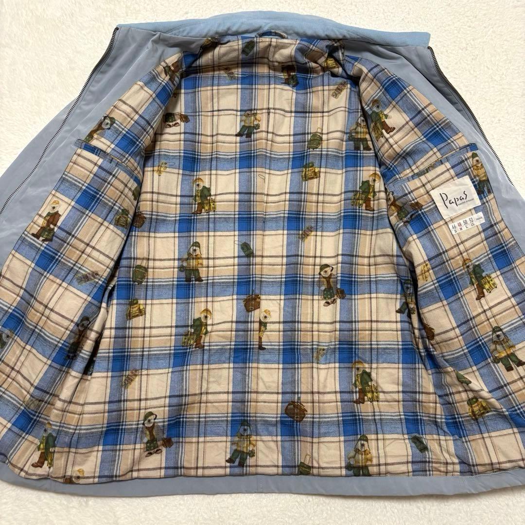 希少 PAPAS ダウンジャケット パパスベア柄 ロゴ刺繍 ライトブルー