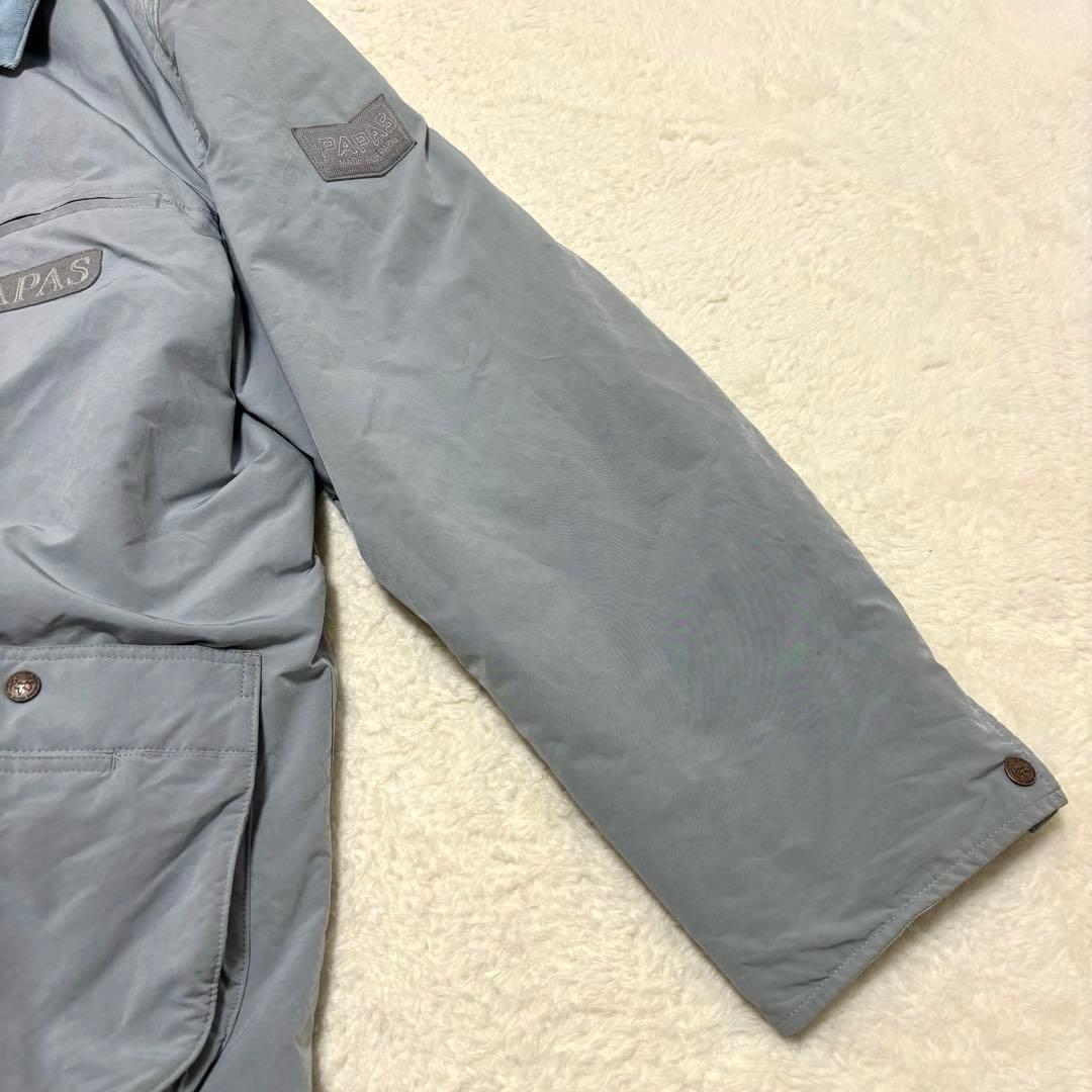 希少 PAPAS ダウンジャケット パパスベア柄 ロゴ刺繍 ライトブルー
