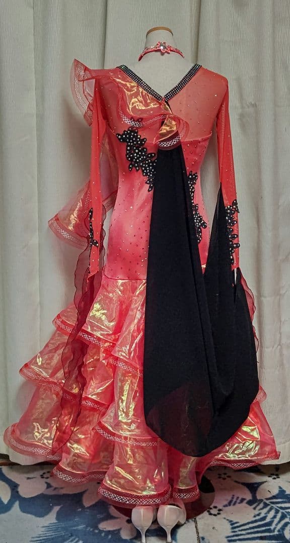 渡*子様 社交ダンスドレス！Create-Sunスタンダードドレス！オレンジレッ