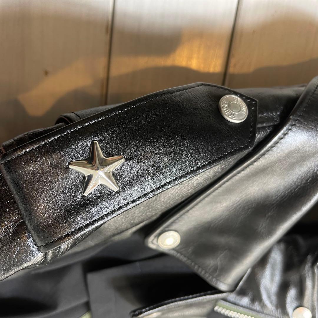 sacai Schottエディション ブラック Suiting レザージャケット